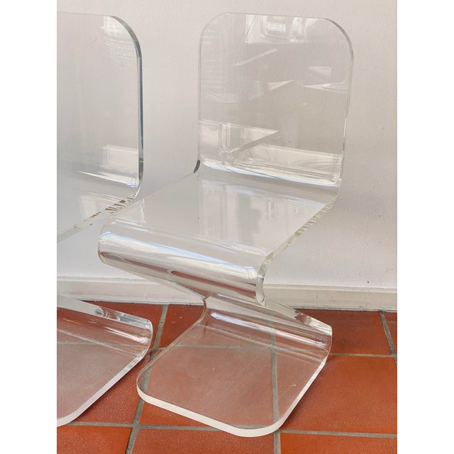 Acrylic Glass Zig Zag Chairs, Set of 2 For Sale - Image 17 of 18