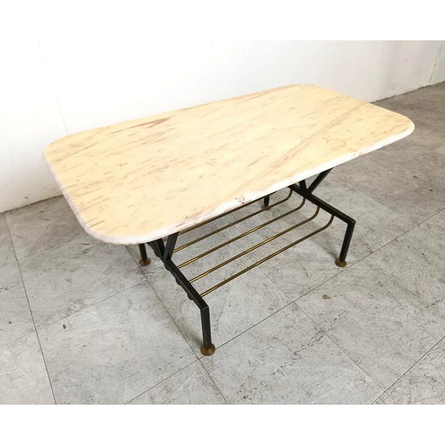 Metal Vintage Italian Marble Coffee Table, 1950s For Sale - Image 7 of 10