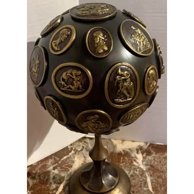 Black Grand Tour Gilt and Patinated Bronze Orb With Intaglios, From Mid 20th Century For Sale - Image 8 of 12