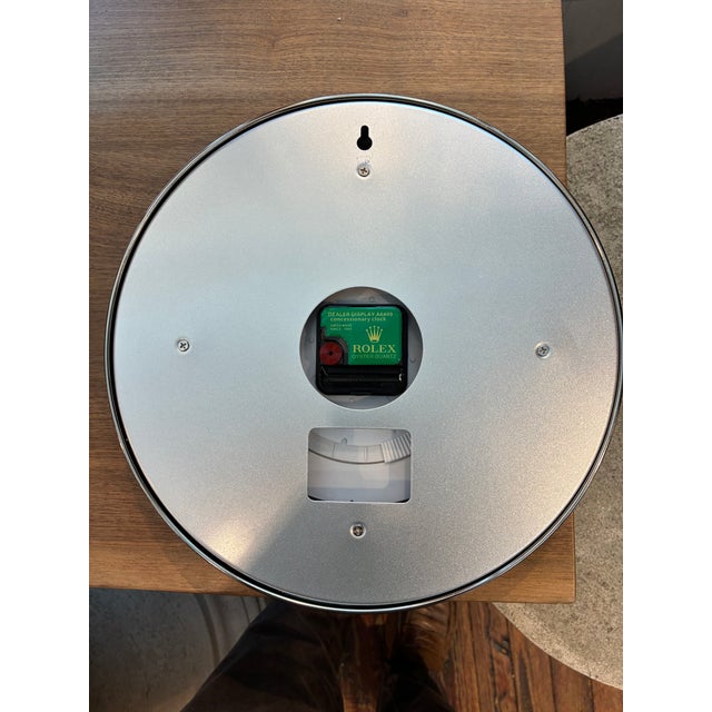Silver Vintage Silver Rolex Dealer Display Wall Clock For Sale - Image 8 of 9