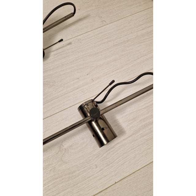 Vintage Wall Lamps in Burnished Chrome by Tito Agnoli for Oluce, 1960s, Set of 2 For Sale - Image 12 of 16