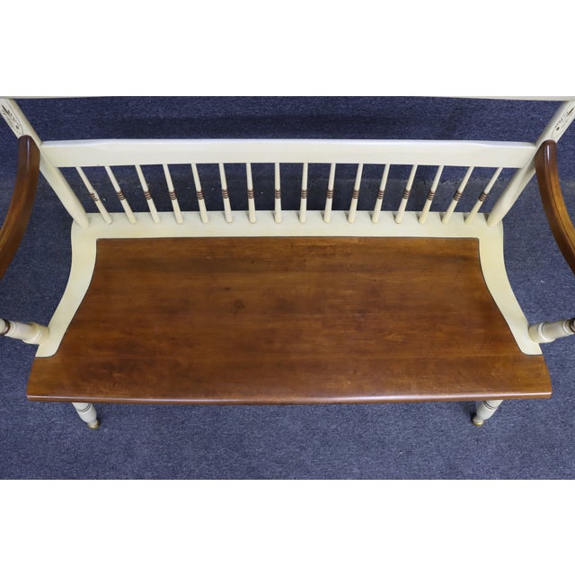 Late 20th Century Hitchcock Style Painted Maple Bench With Floral Decoration For Sale - Image 5 of 11
