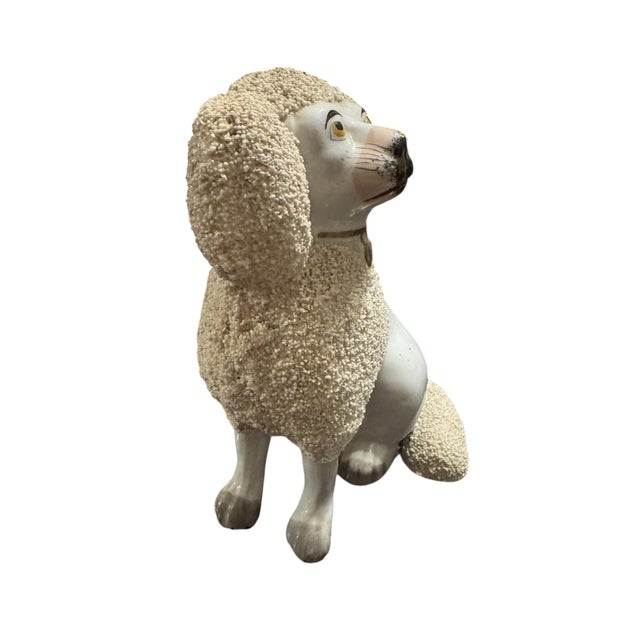 Mid 19th Century Antique 19th Century English Staffordsire Ceramic Poodle For Sale - Image 5 of 12