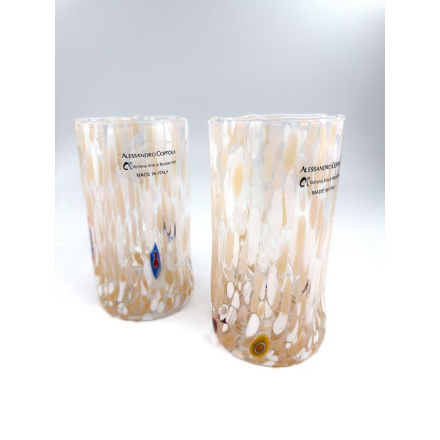Contemporary Hand Blown Alessandro Coppola Murano Art Glass Tumblers Handcrafted in Italy - Set of 4 For Sale - Image 3 of 11
