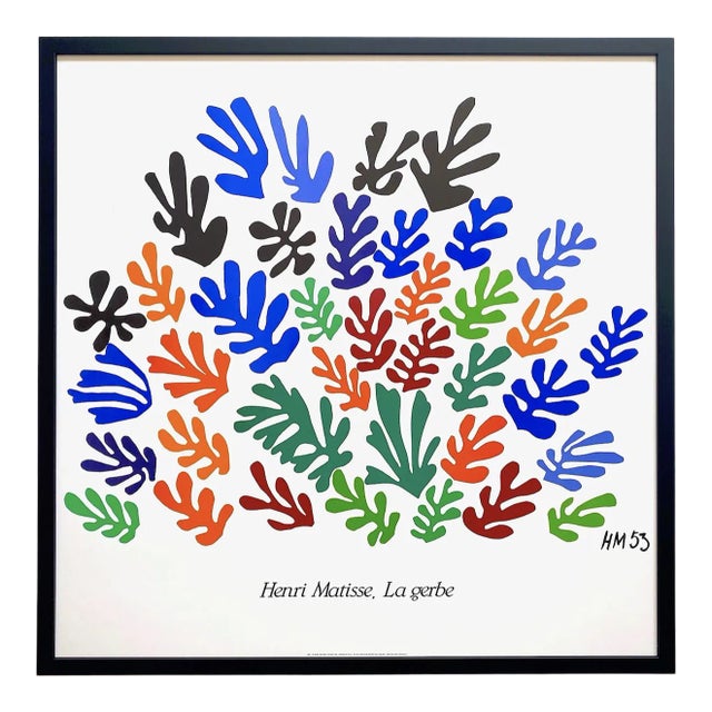 Henri Matisse Vintage 1987 Fine Art Lithograph Print Large Framed Poster " La Gerbe " 1953 For Sale