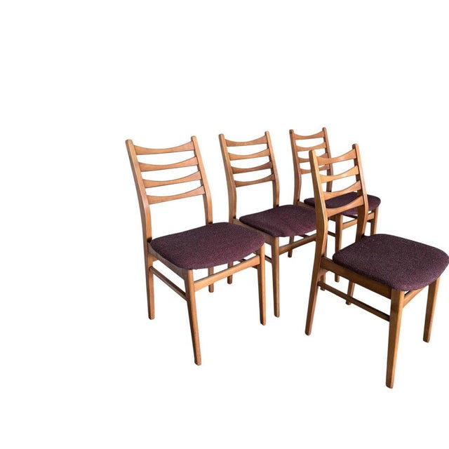 Wood Mid-Century Ladder Back Dining Chairs in Beech and Oak from GDR, 1960s, Set of 4 For Sale - Image 7 of 8