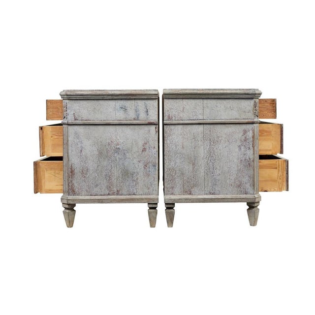 Gustavian (Swedish) Antique Swedish Hand Painted Chest of Drawers, 1870, Set of 2 For Sale - Image 3 of 11