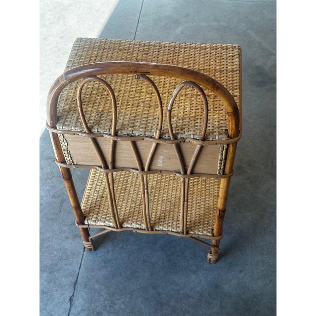 Vintage Bedside Tables in Rattan and Woven Wicker, Italy, 1970s, Set of 2 For Sale - Image 15 of 18