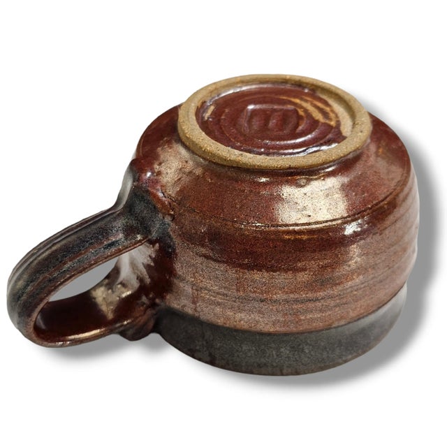 Studio Pottery Iridescent Brown Ceramic Coffee Cups Set of 4 For Sale - Image 10 of 13