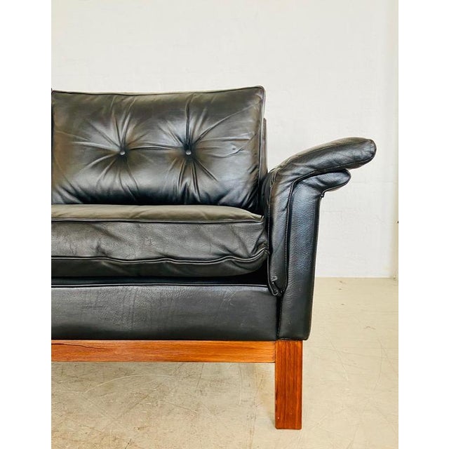 Vintage Scandinavian Black Buttoned Leather Sofa from Ikea, 1960s For Sale - Image 11 of 18