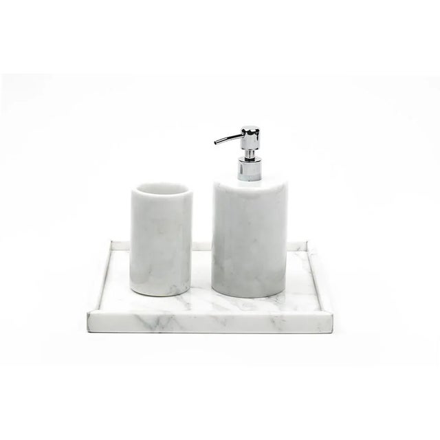 Not Yet Made - Made To Order White Carrara Marble Rounded Bathroom Set from Fiammettav Home Collection, Set of 3 For Sale - Image 5 of 5