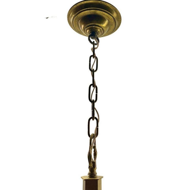 Art Deco Bronze Chandelier Details with 5 Glass Shades, 1930s For Sale - Image 14 of 18