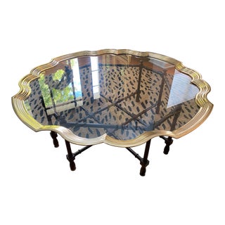 1970s Scalloped Brass Coffee Table by Baker Furniture For Sale