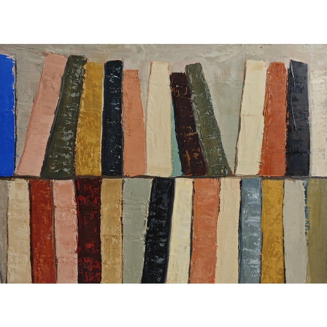 Paint “Atelier Des Reliures,” Colorful Abstract Library Oil Painting, Framed by Sophie Dumont For Sale - Image 7 of 11
