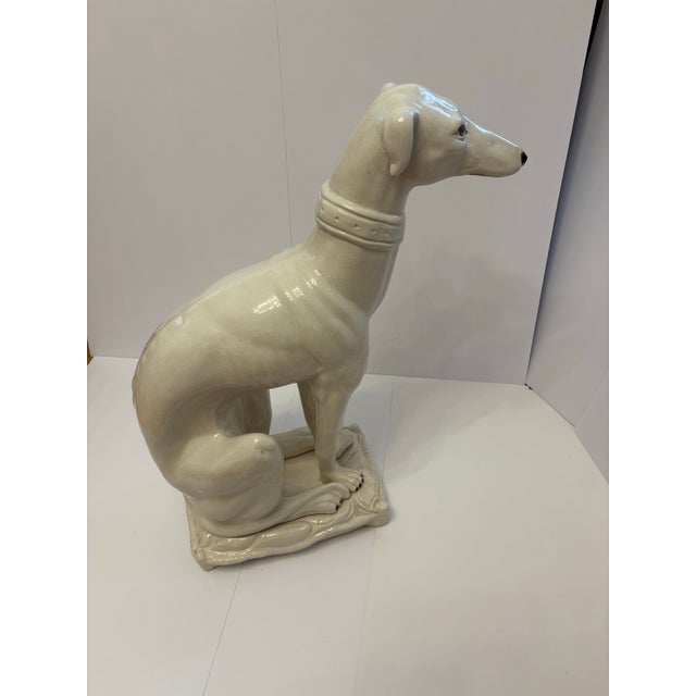 Vintage Italian Ceramic Greyhound Sculpture For Sale - Image 4 of 6
