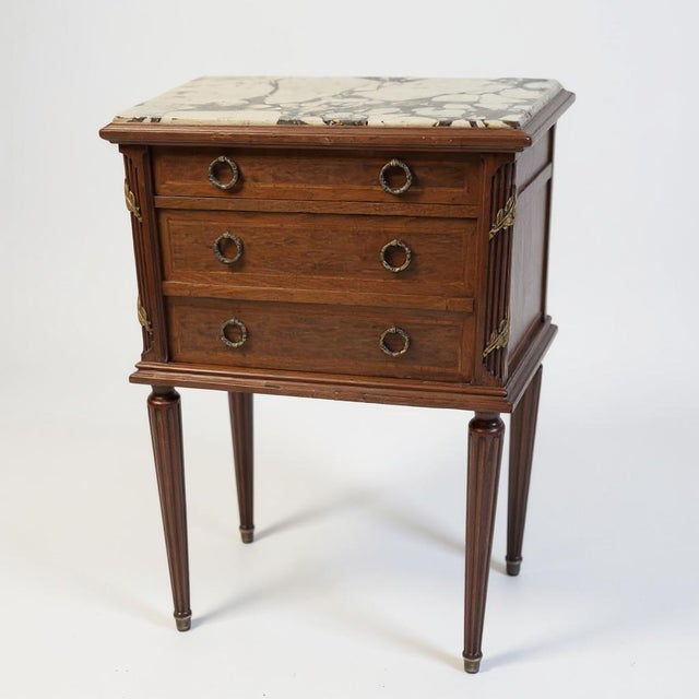 French Mahogany Chest of Drawers with Marble Top For Sale - Image 3 of 4