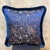 Navy Blue Abstract Cushion Cover With Fluffy Brush Fringe For Sale - Image 8 of 10