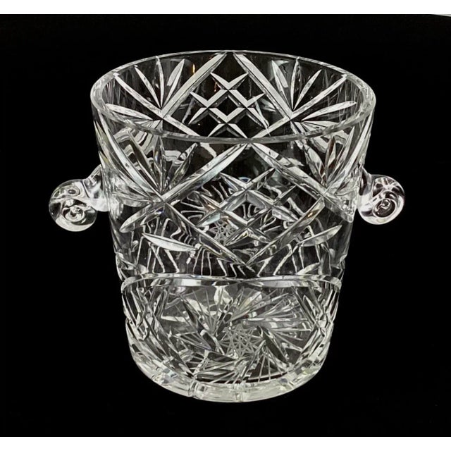 1980s Large Cut Crystal Handled Ice Bucket For Sale - Image 4 of 8