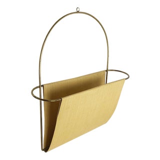 Vintage Brass Wall Hanging Magazine Holder, Austria, 1950s For Sale
