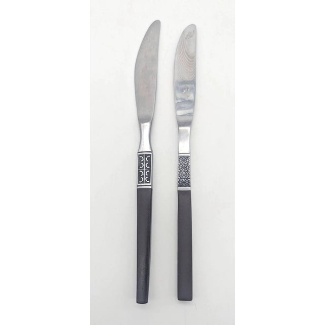 1960s Oneida Northland "Anticipation" Stainless Steel & Teak Composite Flatware, Set of 49 Pieces For Sale - Image 9 of 13