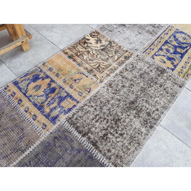 Grey & Beige Vintage Oushak Runner For Sale - Image 6 of 10
