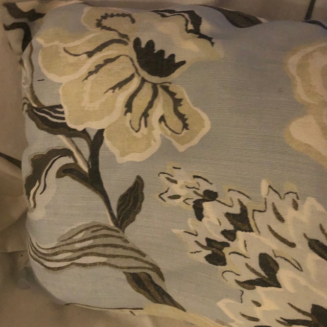 Schumacher Blue Fabric Bolster For Sale - Image 4 of 10