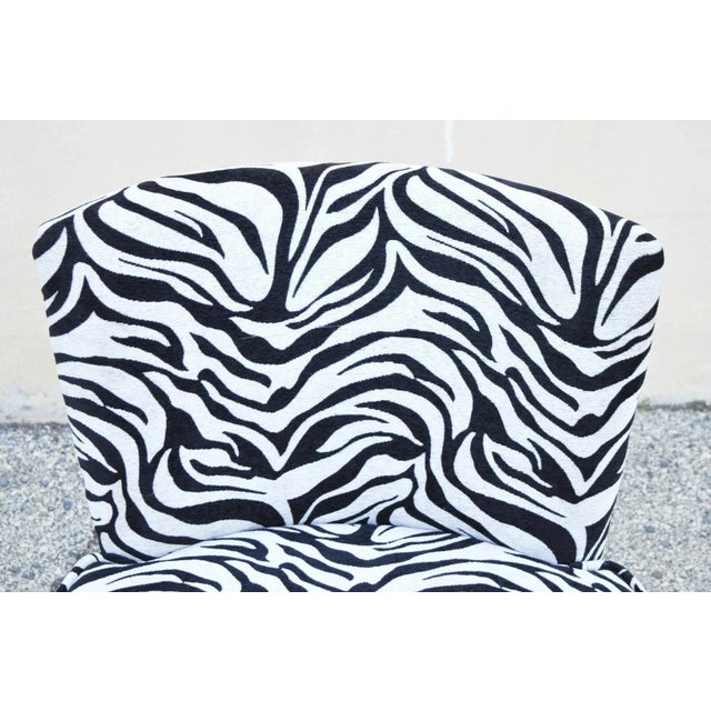Modern Late 20th Century Contemporary Modern Zebra Print Upholstered Round Swivel Club Lounge Chair For Sale - Image 3 of 12