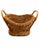 Vintage 1970s Woven Wicker Basket With Wood Bead Detail & Handle For Sale - Image 13 of 14