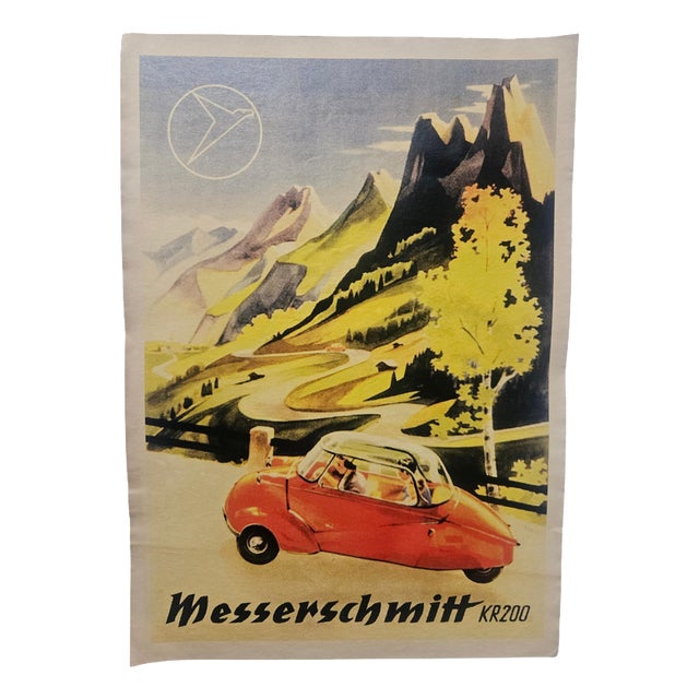Vintage Art Deco Messerschmitt Automobile Advertising Poster, 1930 For Sale