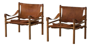 Sirocco Lounge Chairs in Leather & Ash by Arne Norell for Aneby Mobler, 1960s, Set of 2