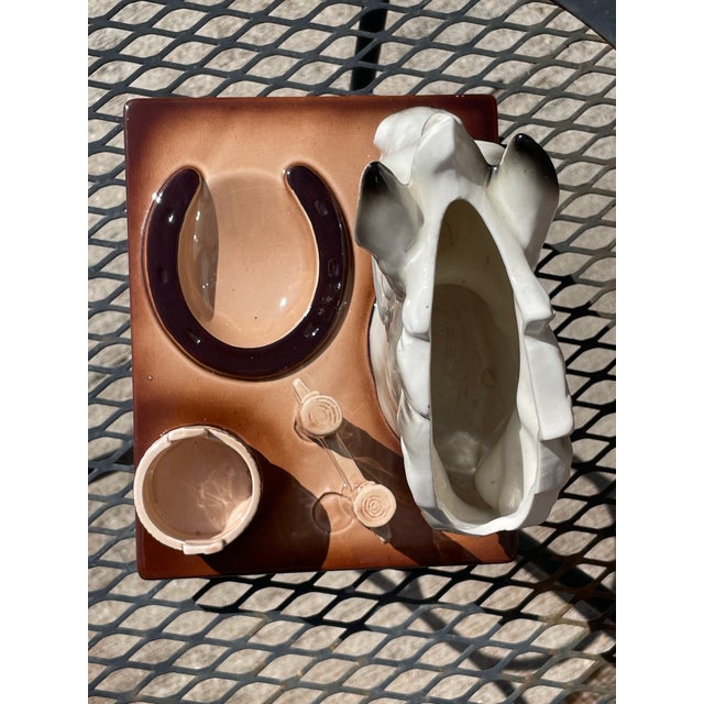 Rustic Shields Fifth Ave Ceramic Horse Head Desk Caddy For Sale - Image 3 of 6