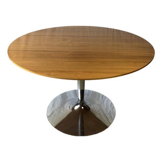 1990s Attributed Calligaris Walnut and Chrome Tulip Table For Sale