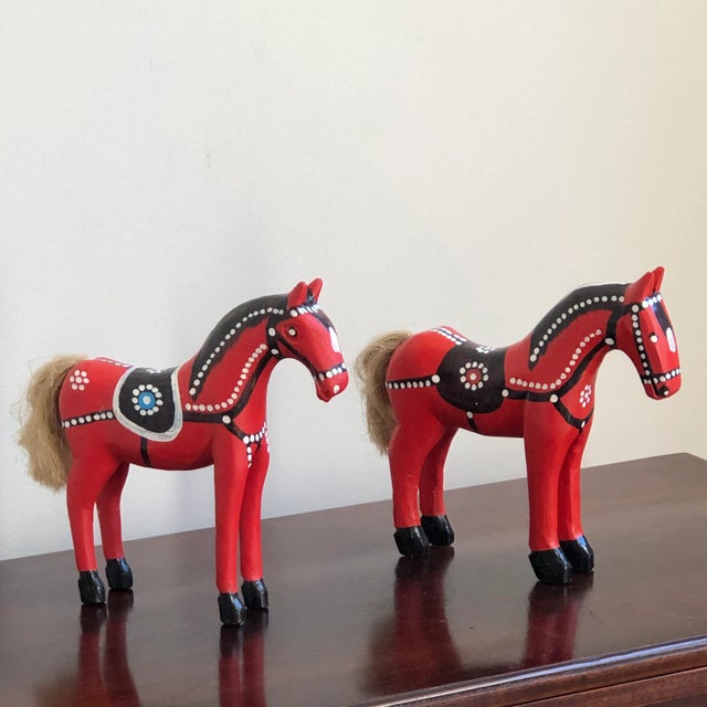 Vintage Handcrafted European Wooden Folk Art Horses — a Pair For Sale - Image 11 of 11