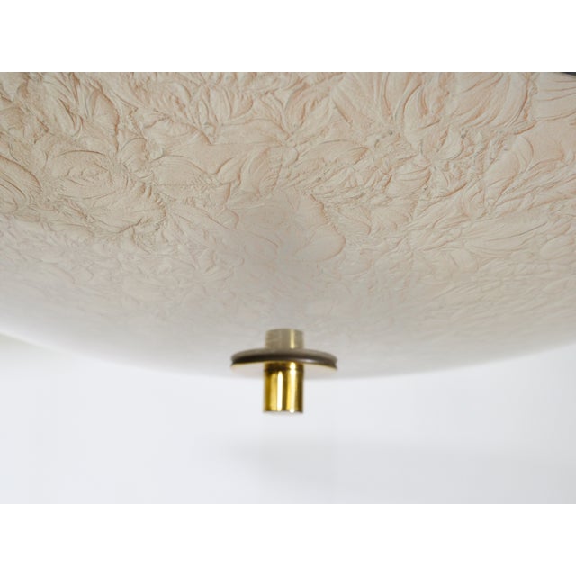 Metal Mid-Century Three-Light Ceiling Lamp in Textured Glass, 1950s For Sale - Image 7 of 16