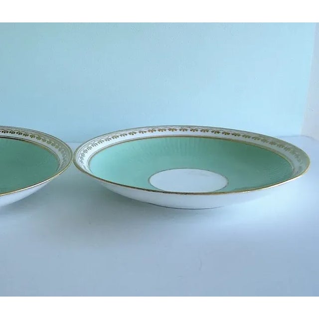 1850 Antique English Minton Porcelain Ribbed Turquoise Serving Plates - A Pair For Sale - Image 9 of 10