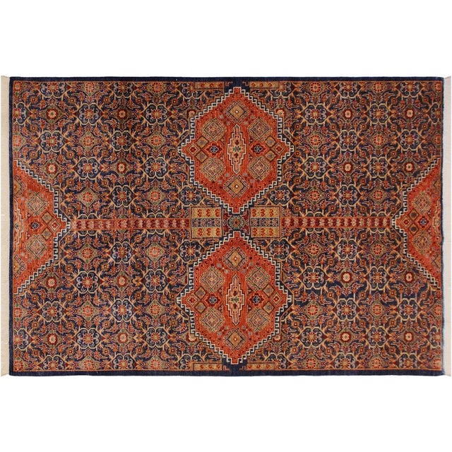Copper 1990s Rustic Tribal Khorjeen Rust Wool Rug - 6′6″ × 9′8″ For Sale - Image 8 of 9