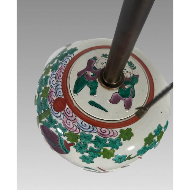 The Chinese Parade Table Lamp, Antique 'Guangxu Period' Porcelain Ginger Jar With Auspicious Bats For Sale - Image 11 of 11