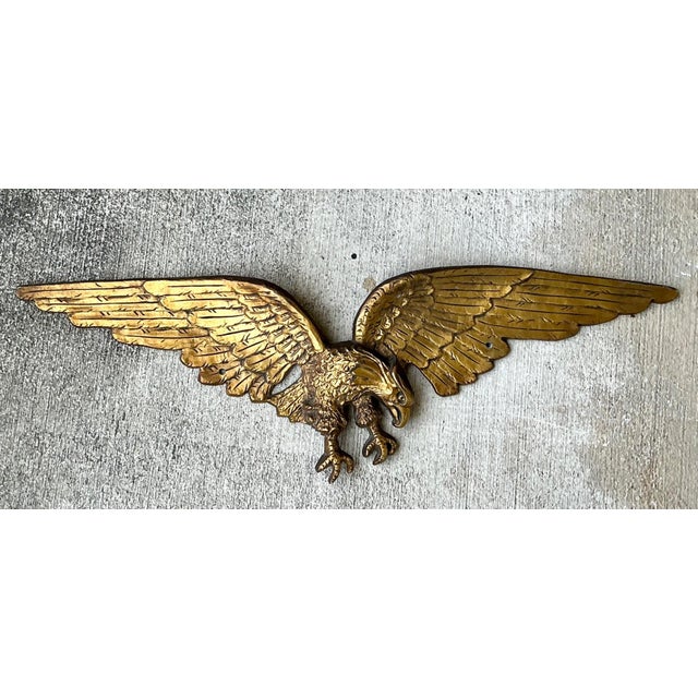 Vintage Gold Painted Metal Eagle Wall Sculpture For Sale In West Palm - Image 6 of 17