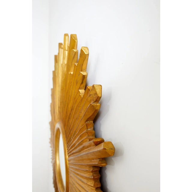 Gold Large Giltwood Carved Convex Sunburst Mirror For Sale - Image 8 of 13