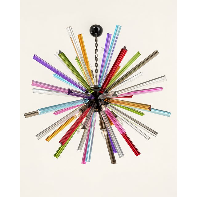 Not Yet Made - Made To Order Sputnik Pendant Light with 50 Multicolored Murano Glass Prisms from Justfurnituress SRL For Sale - Image 5 of 10