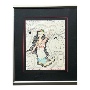1970’s Hippie Outsider Art Pen & Ink Abstract Figure