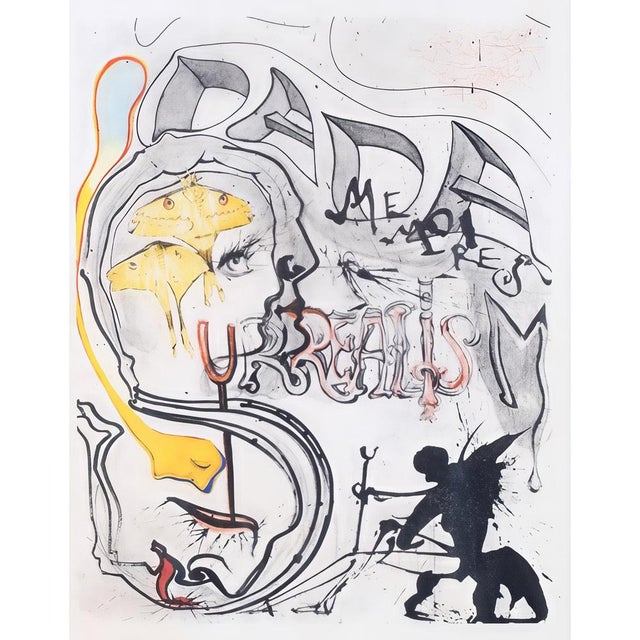 Black S. Dali, Angel of Dada, 1971, Lithograph, Framed For Sale - Image 8 of 9