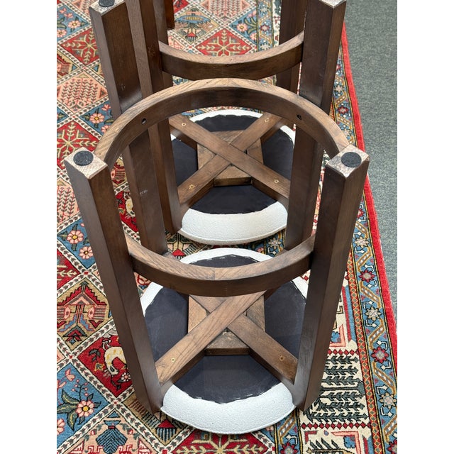 Dark Walnut + Boucle Counter Stools, Pair For Sale In San Francisco - Image 6 of 12
