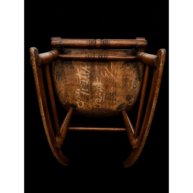 Wood VTG High-Back Windsor Rocking Chair With Historic Upstate Ny Provenance For Sale - Image 7 of 7