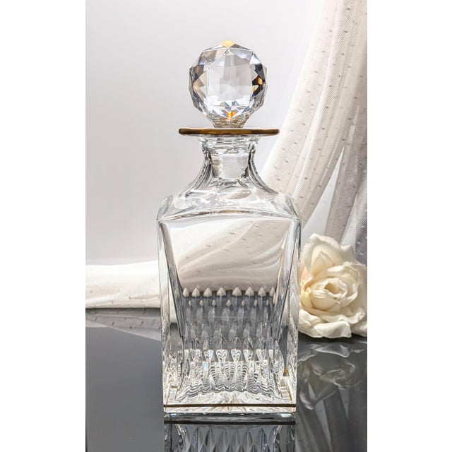 French Late 20th Century Saint-Louis Crystal Apollo Gold Spirits Decanter For Sale - Image 3 of 12