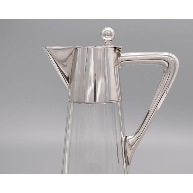 German Arts & Crafts 800 Silver & Glass Claret Jug from Schraeder Münster, 1900s For Sale - Image 5 of 14