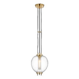 Ray Booth for Visual Comfort Signature Taro 9" Pendant in Antique Brass with Clear Glass For Sale