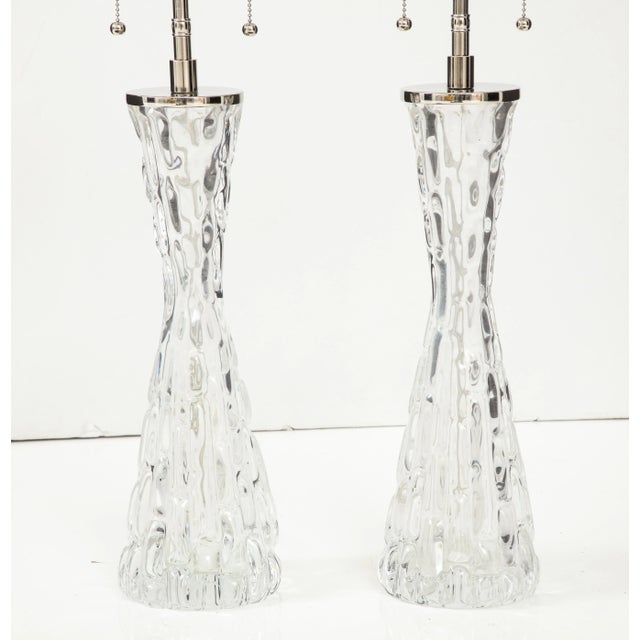 1970s Extra Large 1970's Crystal Lamps by Carl Fagerlund for Orrefors. - A Pair For Sale - Image 5 of 10