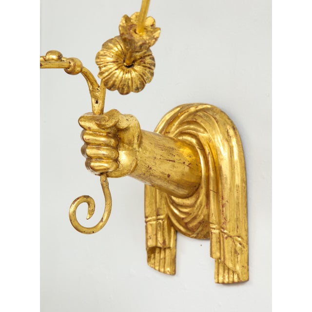 Bespoke Giltwood Hand-Carved Sconces - Pair For Sale In New York - Image 6 of 8