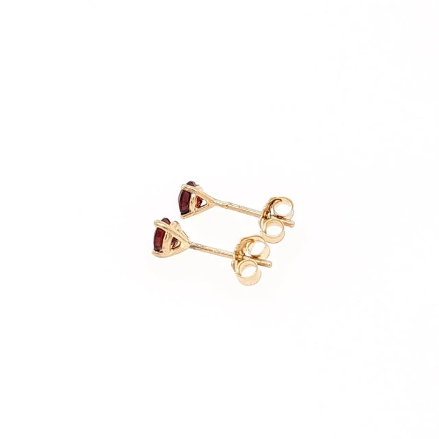 Garnet Martini Solitaire Stud Earrings in Solid 14k Gold - 2 Pieces For Sale In Columbus - Image 6 of 6